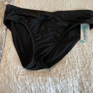 NWT black Bathing Suit Bottom brand freshwater faux wrap waist